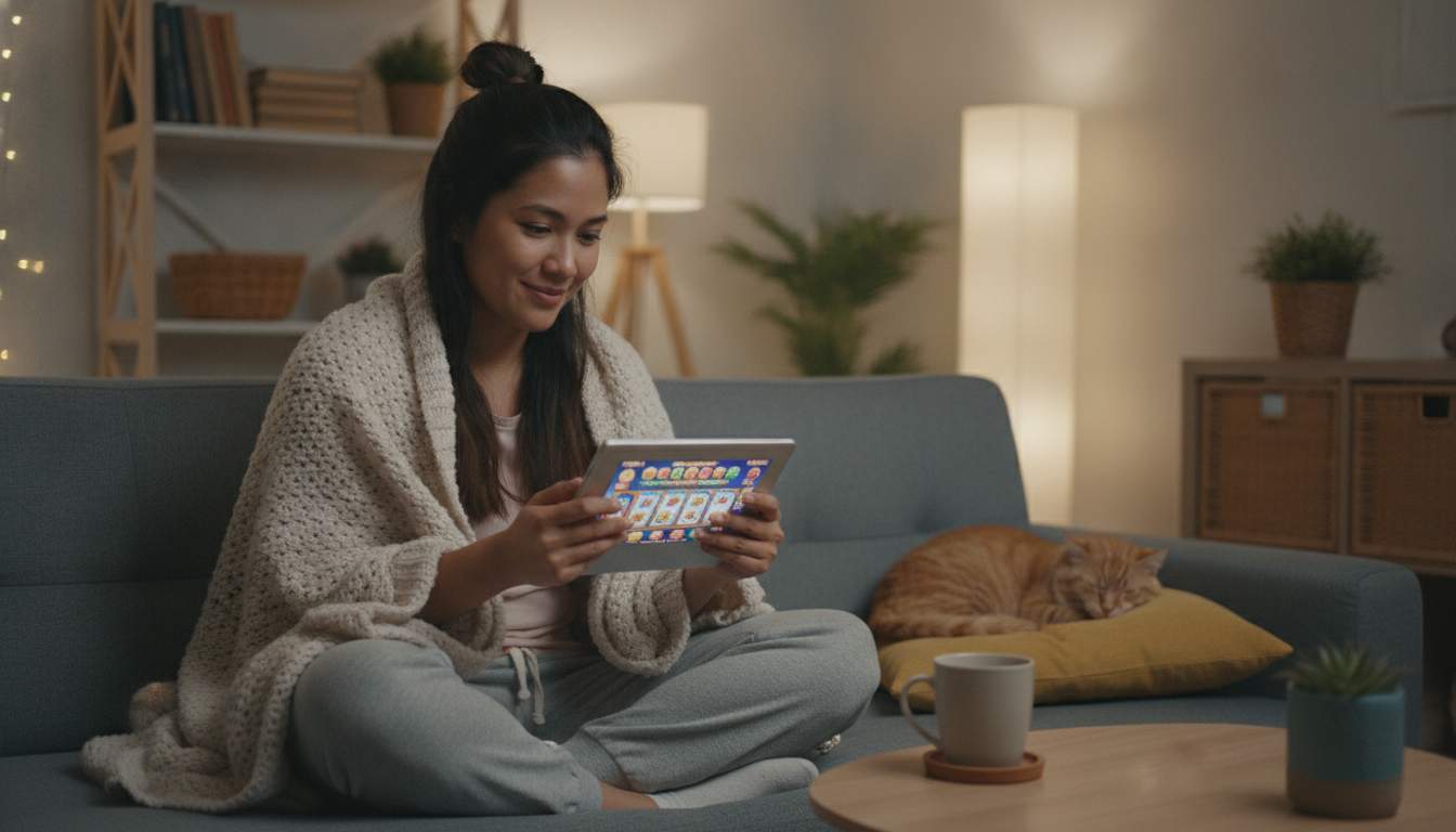 A woman enjoying online slots Exploring the world of slots